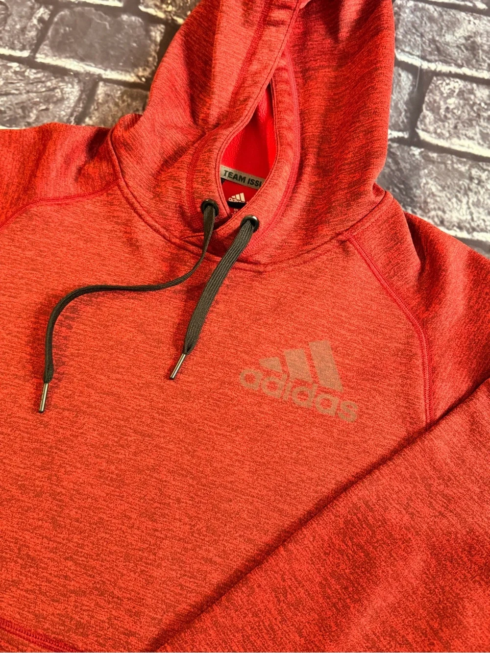 adidas Men's Red Hooded Sweatshirt Pullover